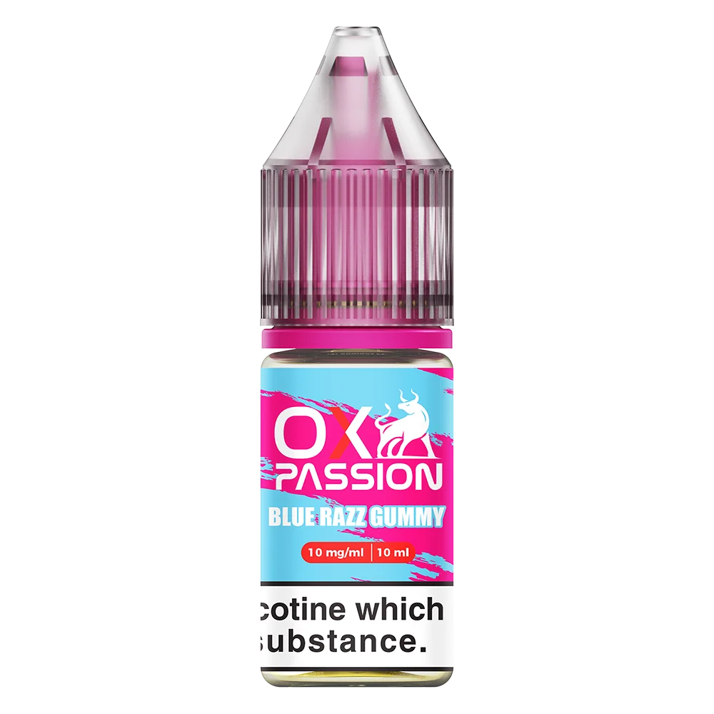 Ox Passion Blue Razz Gummy Nic Salt E-Liquid by OXVA