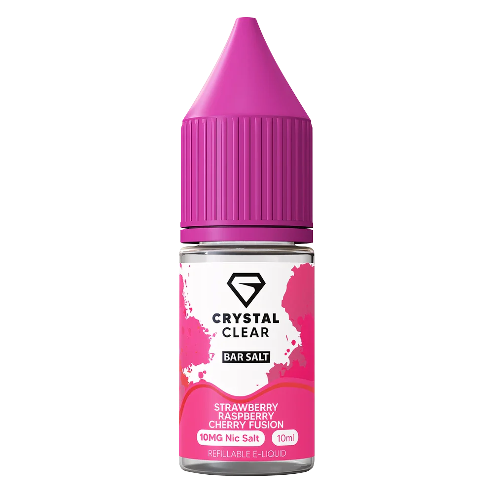 Crystal Clear Strawberry Raspberry Cherry Nic Salt Vape juice 10ml